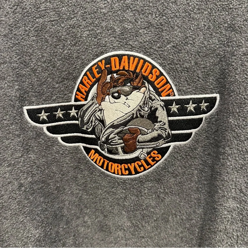 2000 Vintage Y2K Warner Bros Taz Mens Harley Davidson Gray Bath Robe L/XL - Picture 4 of 7